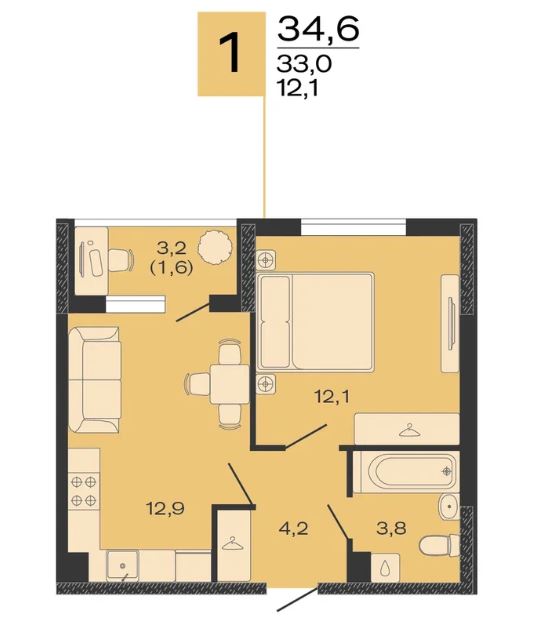 Однокомнатная в Литер 3