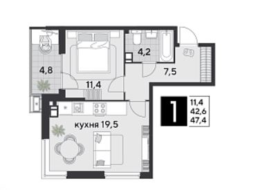 Однокомнатная в Литер 24