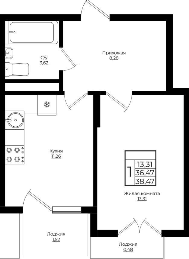 Однокомнатная в Литер 4