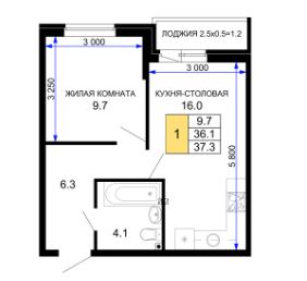 Однокомнатная в Литер 30