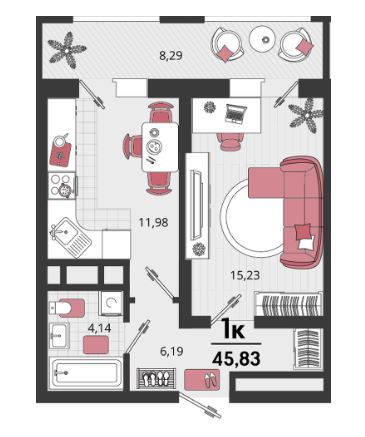 Однокомнатная в Литер 18