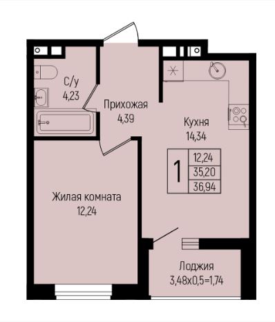 Однокомнатная в 2 Очередь
