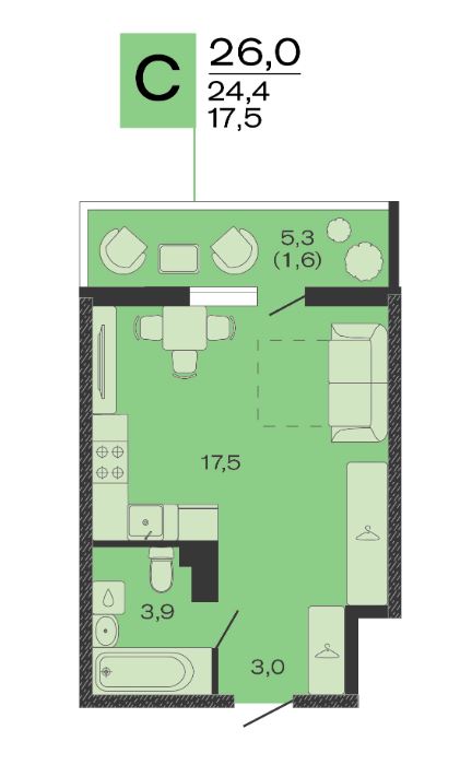 Студия в Литер 1