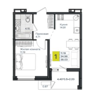 Однокомнатная в Литер 2