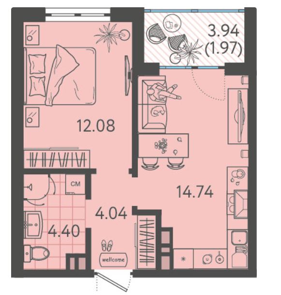 Однокомнатная в Литер 2