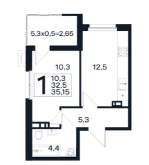 Однокомнатная в Литер 18 очередь 02