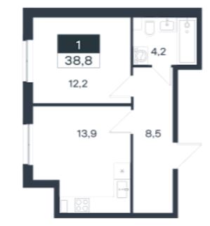 Однокомнатная в Литер 5 очередь 1