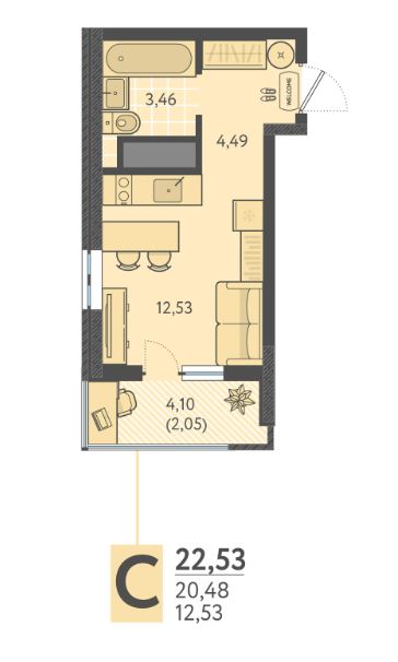 Студия в Литер 9 очередь 3