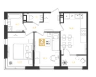 Двухкомнатная в Литер 6