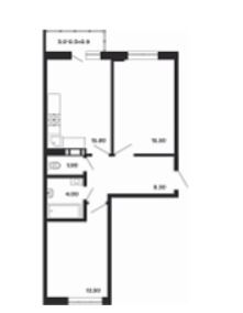 Двухкомнатная в Литер 12