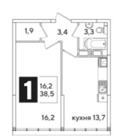 Однокомнатная в Литер 34