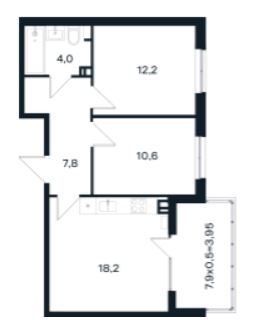 Двухкомнатная в Литер 10 очередь 3