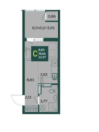 Студия в Дом 2 очередь 2 