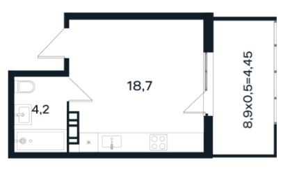 Студия в Литер 9 очередь 3