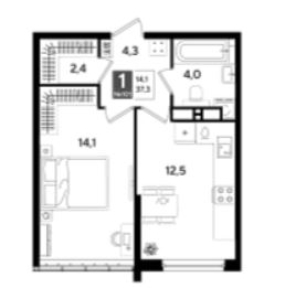 Однокомнатная в Литер 22