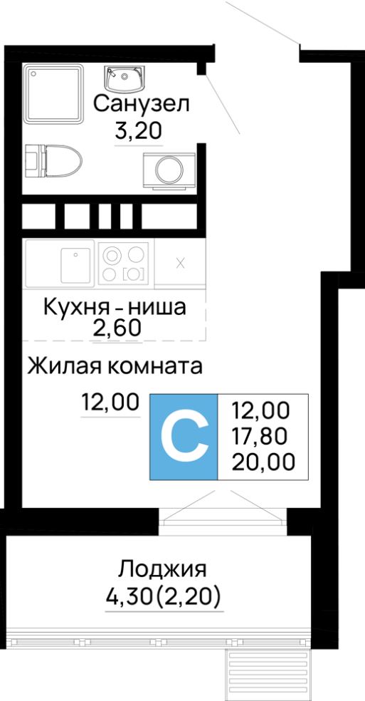 Однокомнатная в Очередь 1 Литер 1
