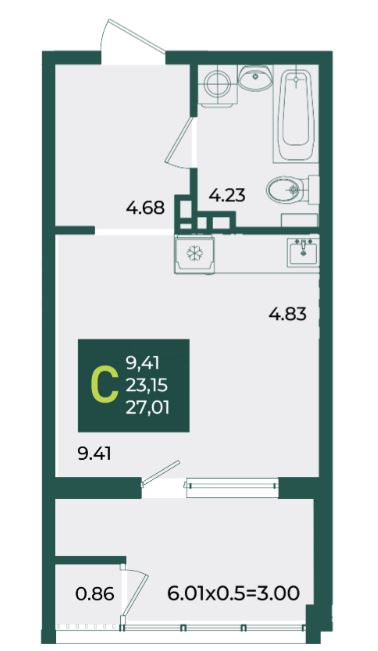 Студия в Дом 6 очередь 3