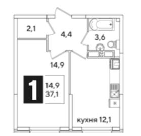 Однокомнатная в Литер 43