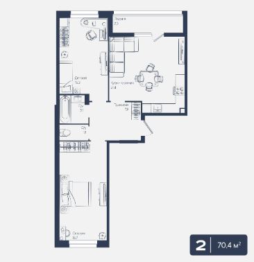 Двухкомнатная в Литер 6.1