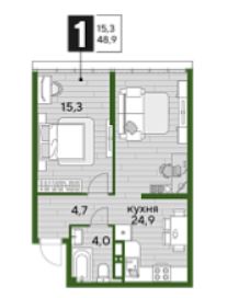 Однокомнатная в Литер 21
