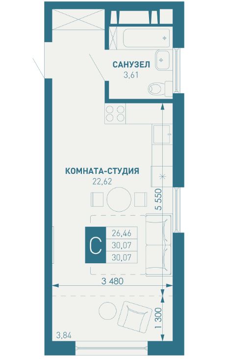 Студия в Литер 1