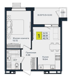 Однокомнатная в Литер 1