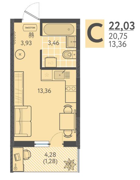Студия в Литер 4 очередь 2