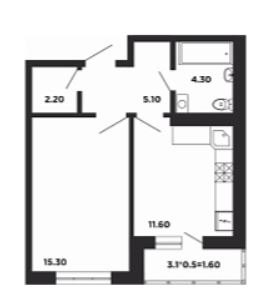 Однокомнатная в Литер 12