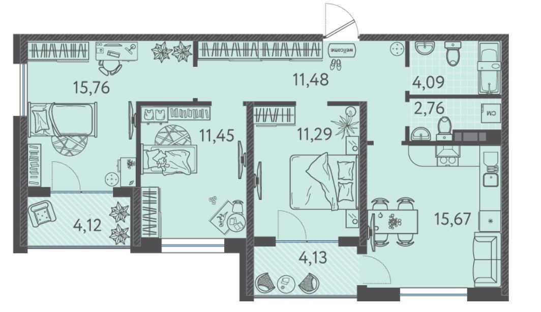 Трехкомнатная в Литер 6 очередь 2