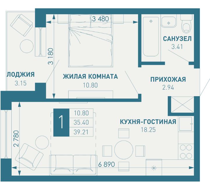 Однокомнатная в Литер 3