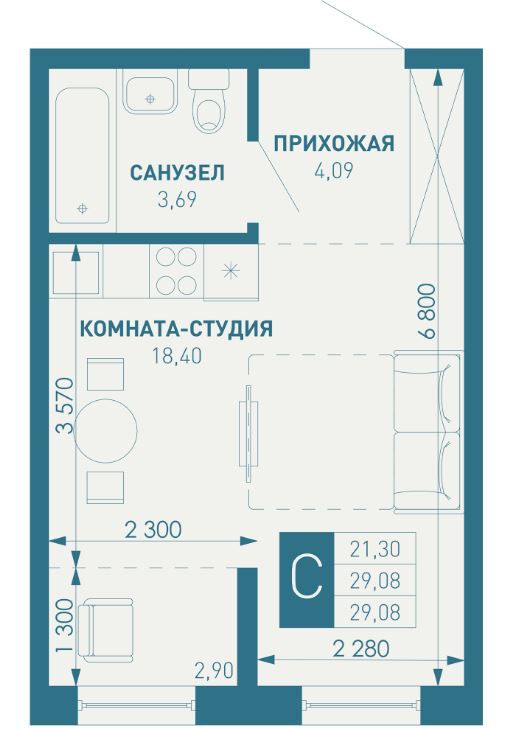 Студия в Литер 2