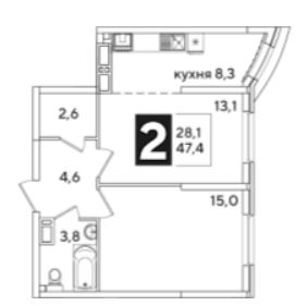 Двухкомнатная в Литер 32