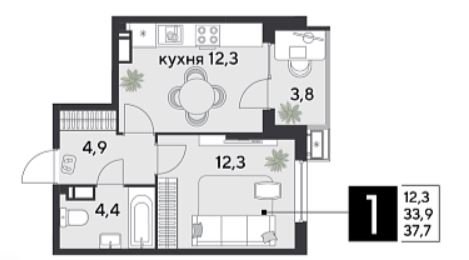 Однокомнатная в Литер 13