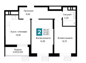 Двухкомнатная в Очередь 1 Литер 2