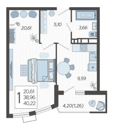 Однокомнатная в Литер 4