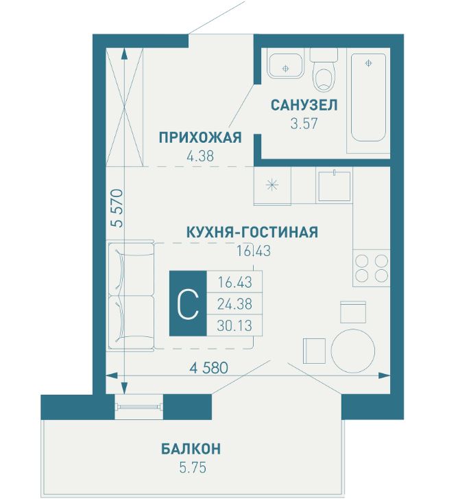 Студия в Литер 1