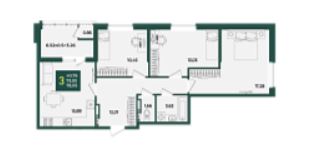 Трехкомнатная в Дом 5 очередь 2