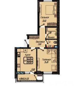 Двухкомнатная в Литер 1