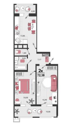 Двухкомнатная в Литер 18