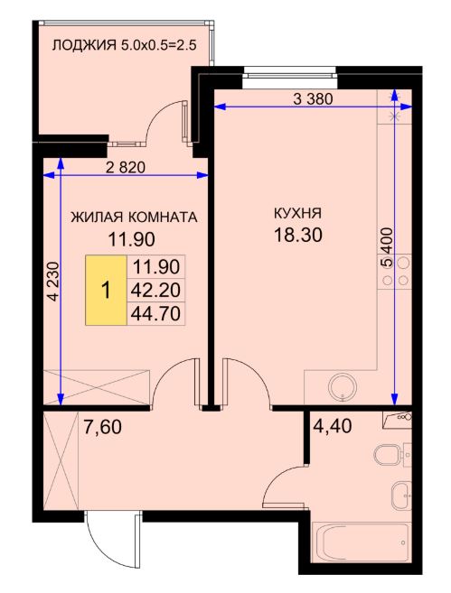 Однокомнатная в Казачья 4,6,8/ Литер 1
