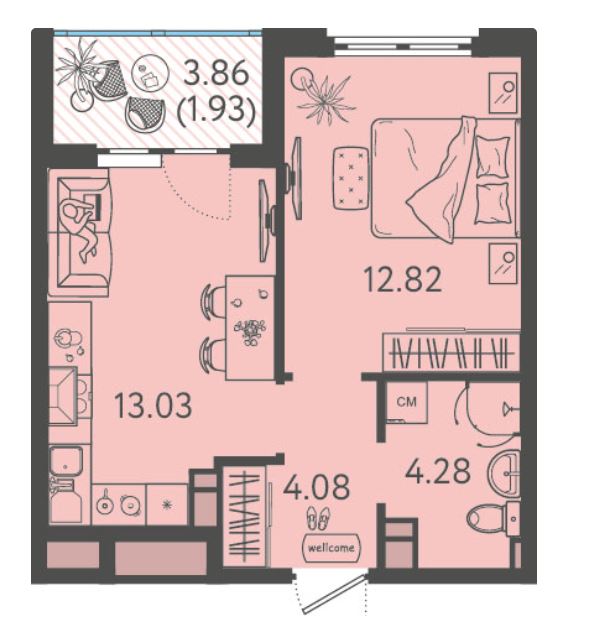 Однокомнатная в Литер 1 очередь 1