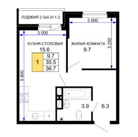 Однокомнатная в Литер 26