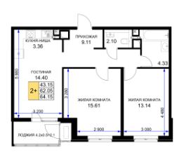 Двухкомнатная в Литер 6