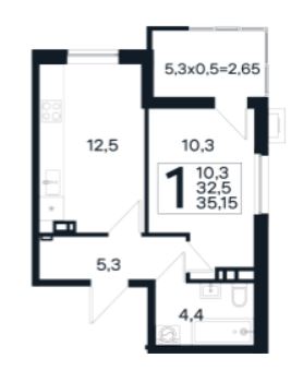 Однокомнатная в Литер 20 очередь 2