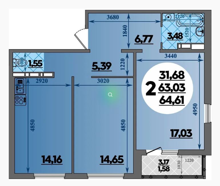 Двухкомнатная в Литер 35