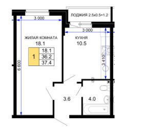 Однокомнатная в Литер 22