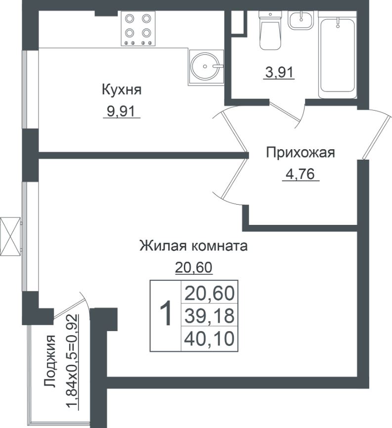Однокомнатная в Литер 7