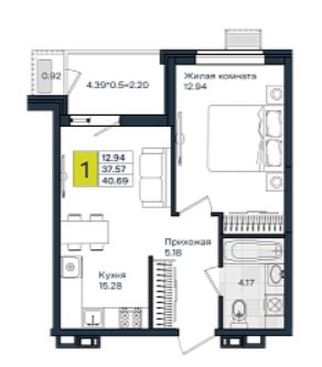 Однокомнатная в Литер 3