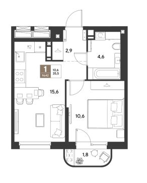 Однокомнатная в Литер 12