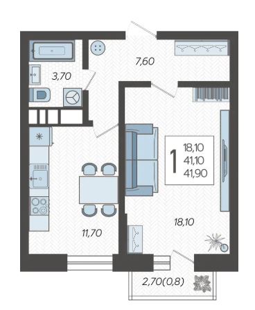 Однокомнатная в Литер 3